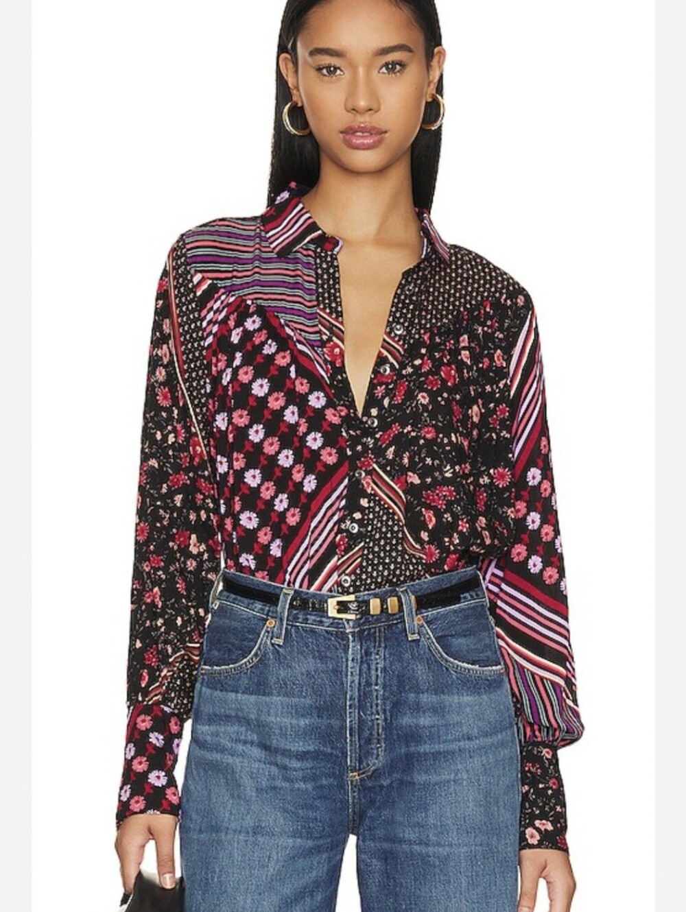 Free People Hazel Patchwork Shirt
